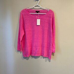 NWT J. Crew Fuchsia Hot Pink Linen Slouchy Top Size L